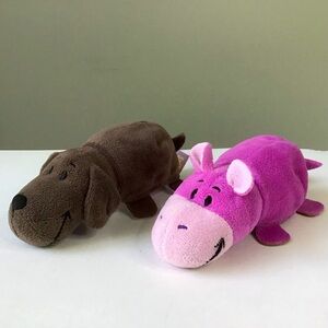 FlipaZoo Little Flip Zees 2 Plush Reversible Dog-Cat and Hippo-Giraffe 5.5”